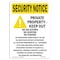 Signmission Safety Sign, OSHA SECURITY NOTICE, 14" Height, Portrait OS-SN-D-1014-V-11740 - alternate 1
